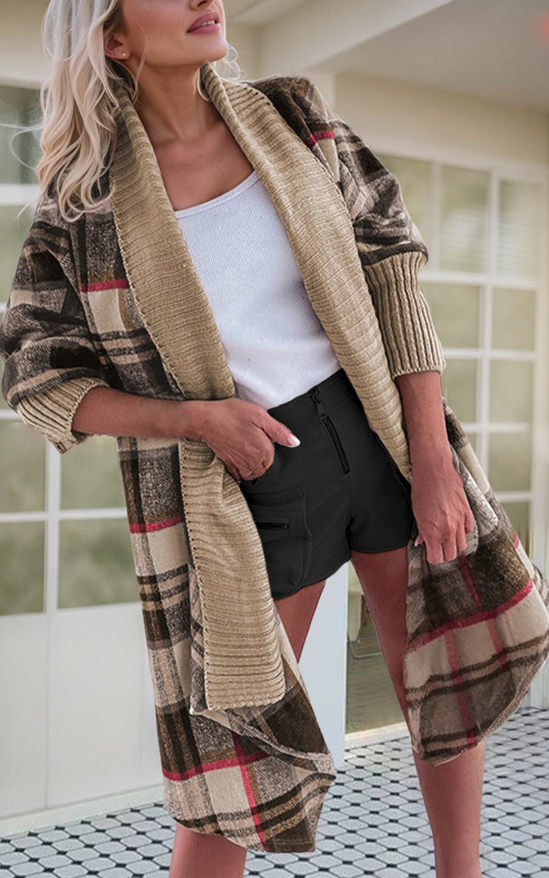PRE ORDER Plaid Open Front Cardigan