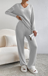 PRE ORDER Ribbed Knit Two Piece Set | Grey