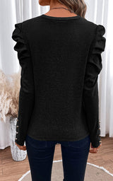 PRE ORDER Buttoned Puff Long Sleeve | Black