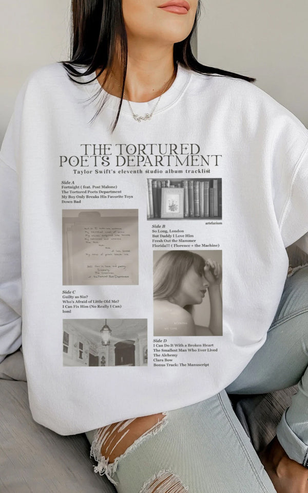 Tortured Poets Track List Crewneck/T-Shirt