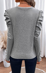 PRE ORDER Buttoned Puff Long Sleeve | Grey