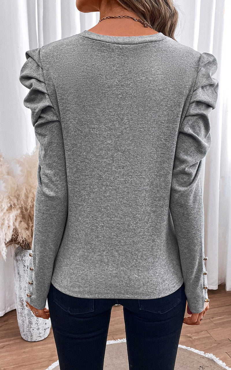 PRE ORDER Buttoned Puff Long Sleeve | Grey
