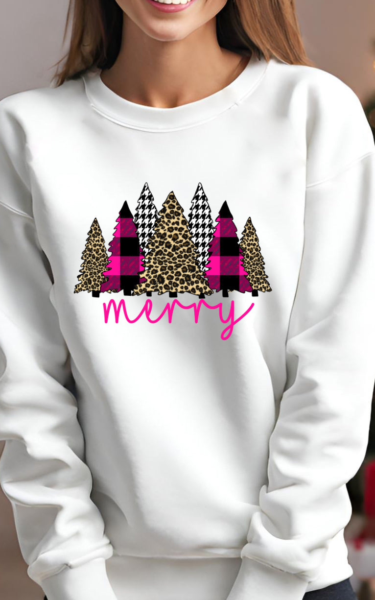 Pink Merry Tree's With Leopard Crewneck | 9 Colours