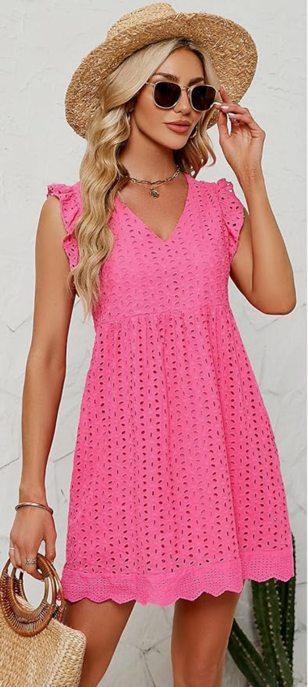 Samantha Eyelet Dress | Pink