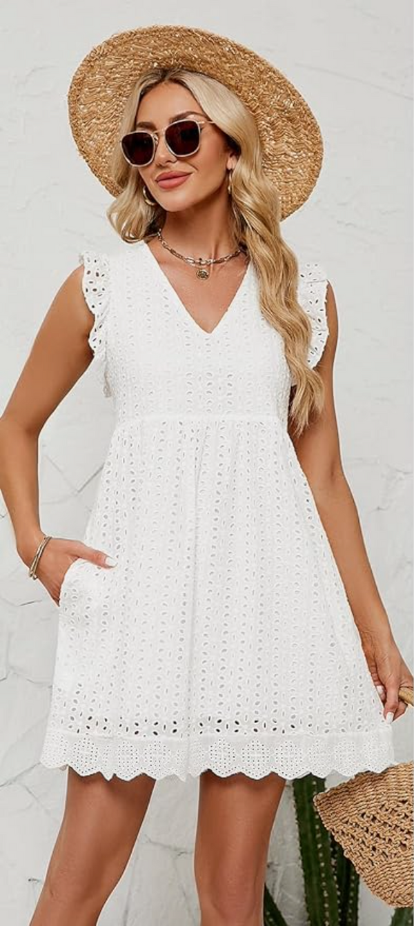 Samantha Eyelet Dress | White