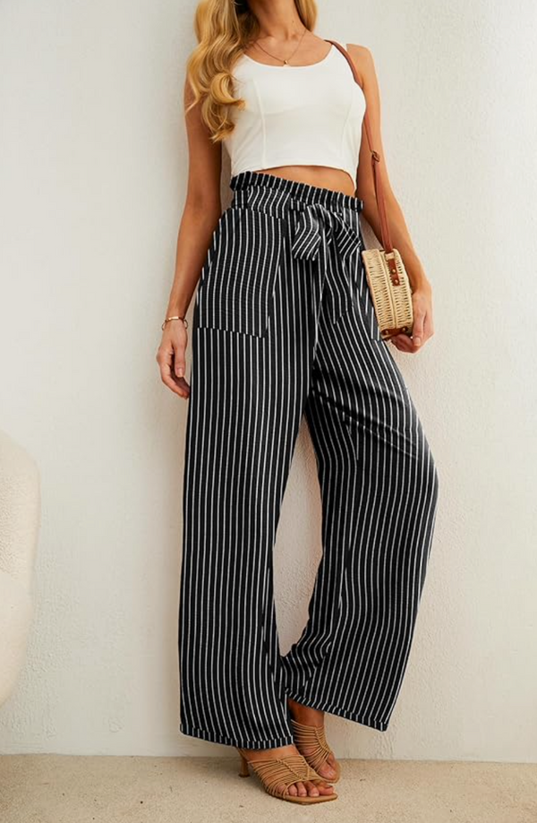 Aviva High Waisted Pants | Striped