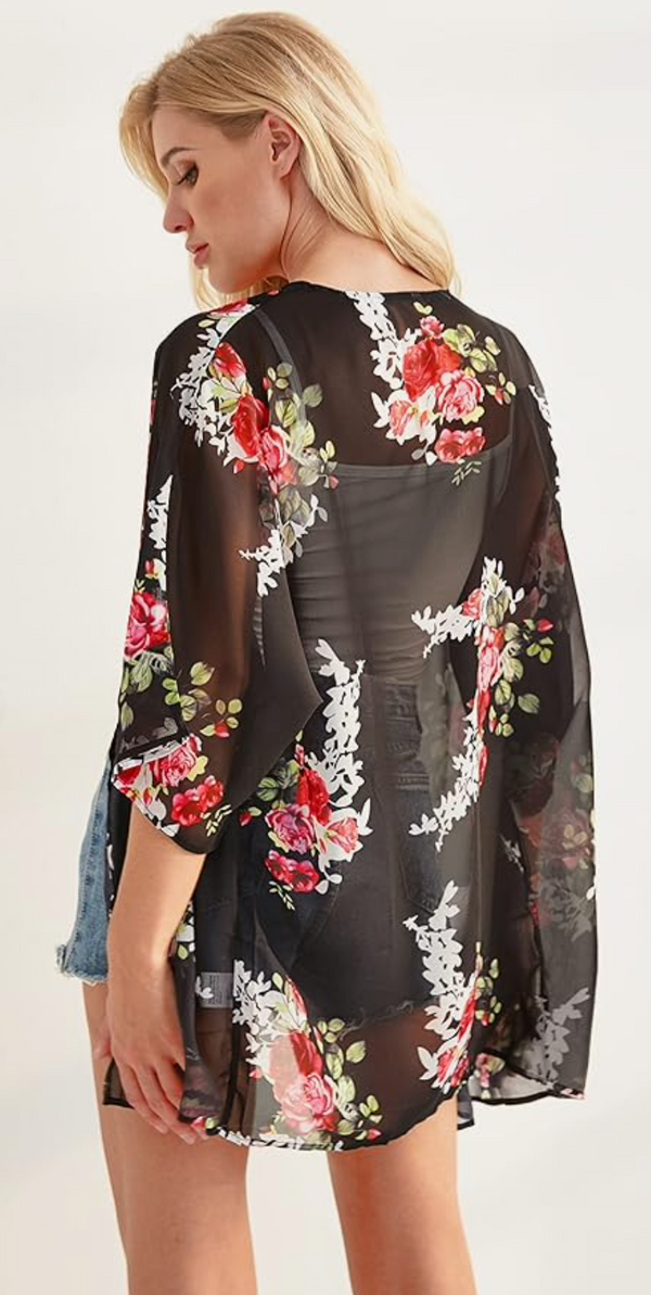 Hilary Kimono | Black Floral