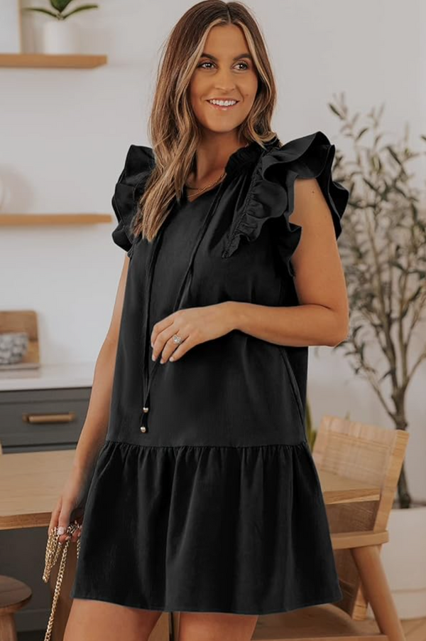 Shira Ruffle Dress | Black