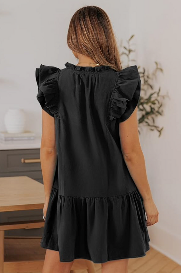 Shira Ruffle Dress | Black