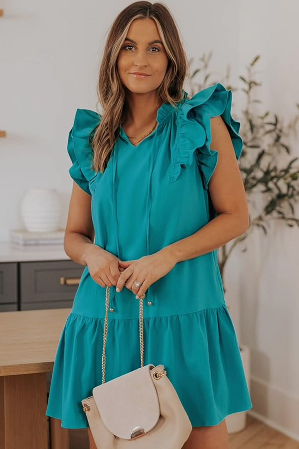 Shira Ruffle Dress | Green