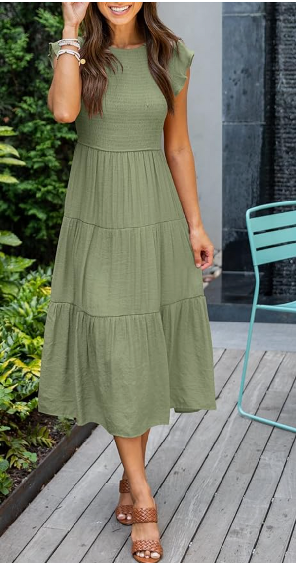 Calli Tiered Dress | Green