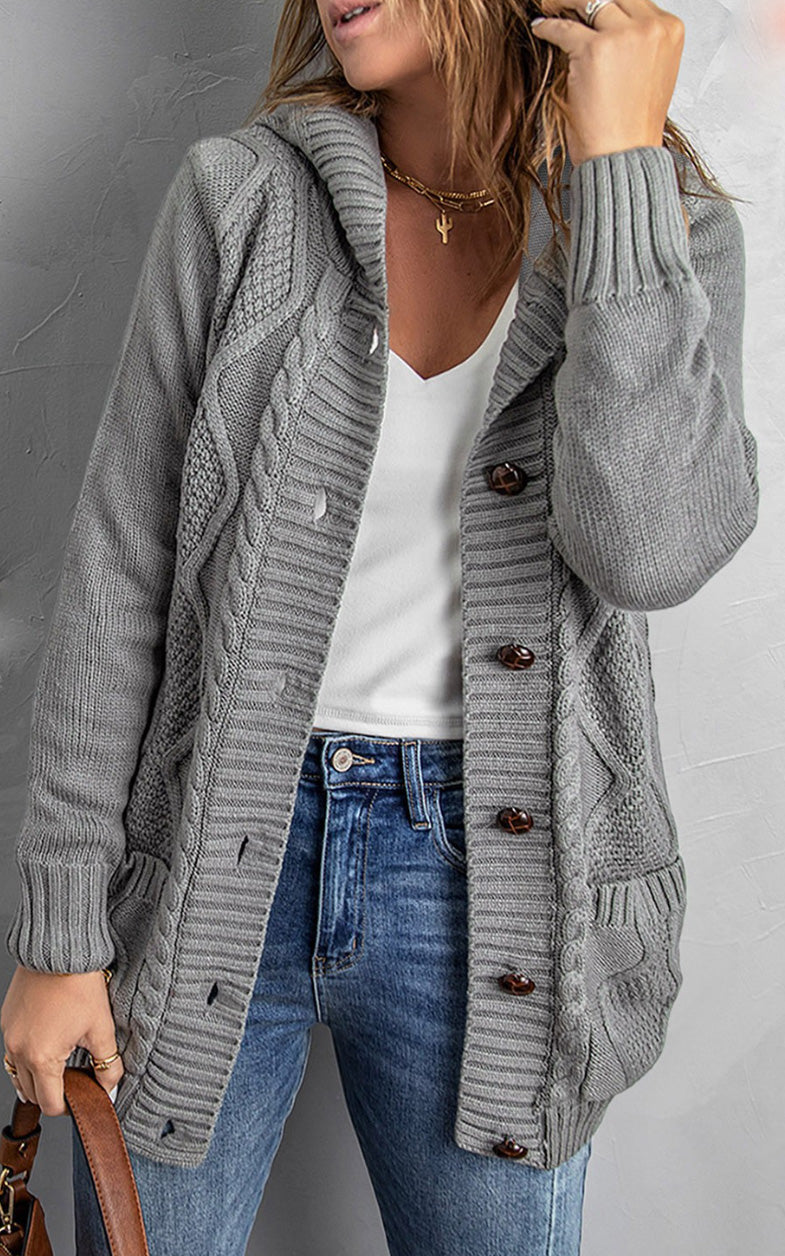 PRE ORDER Solid Button Cardigan | Grey