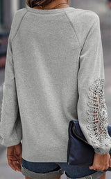 PRE ORDER Grey Embroidered Long Sleeve Top