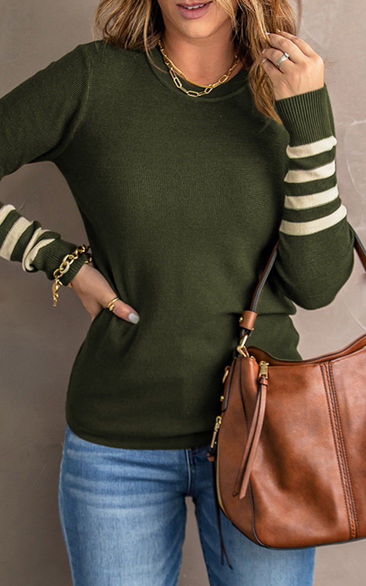PRE-ORDER Striped Knit Sweater | Green