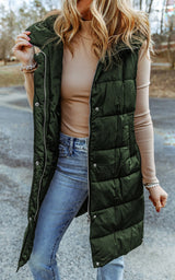PRE-ORDER Hooded Zipper Vest | Green