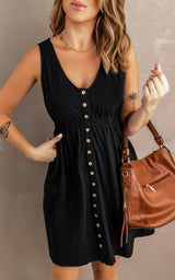 Front Button Up Midi Dress | Black