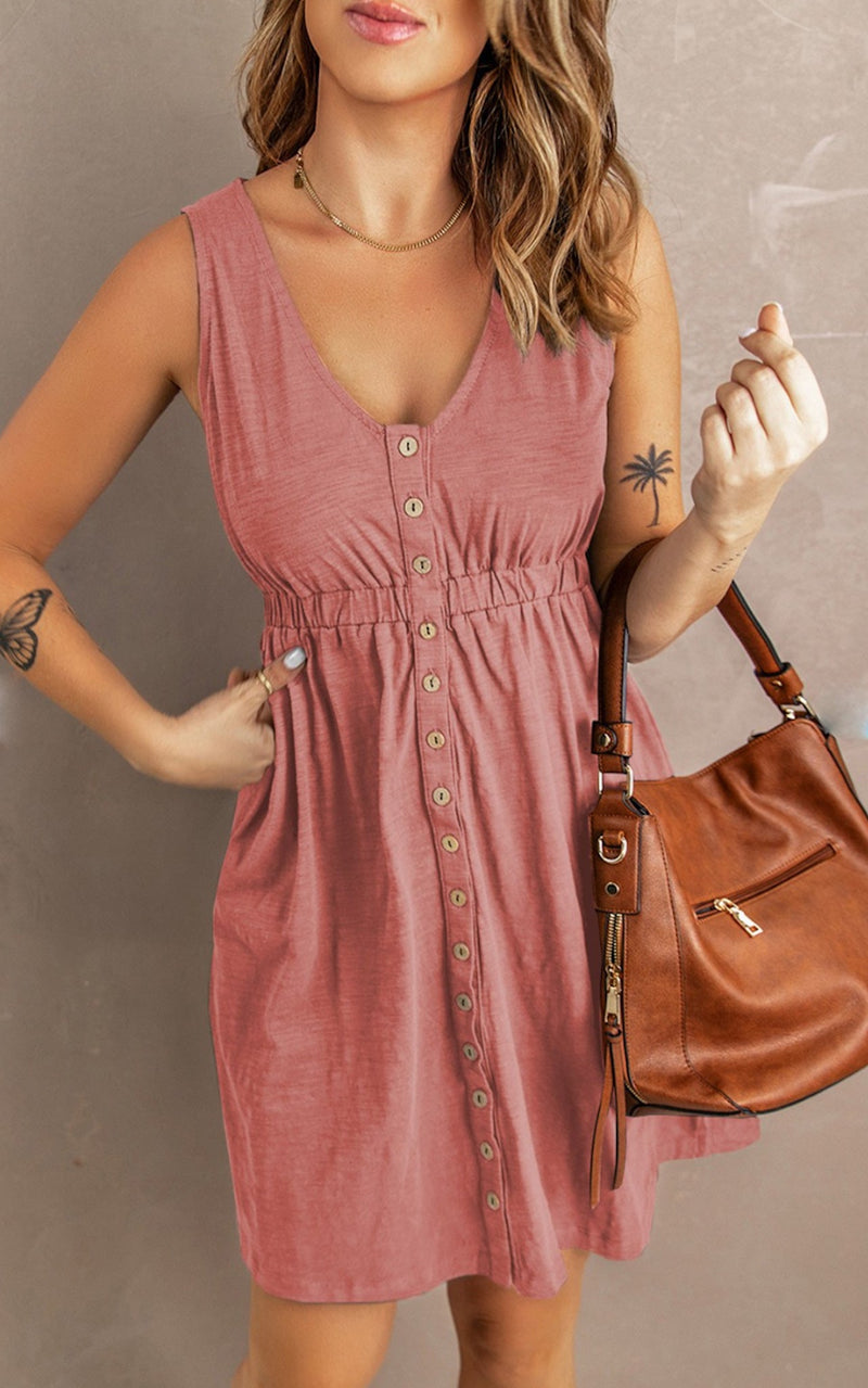 Front Button Up Midi Dress | Pink